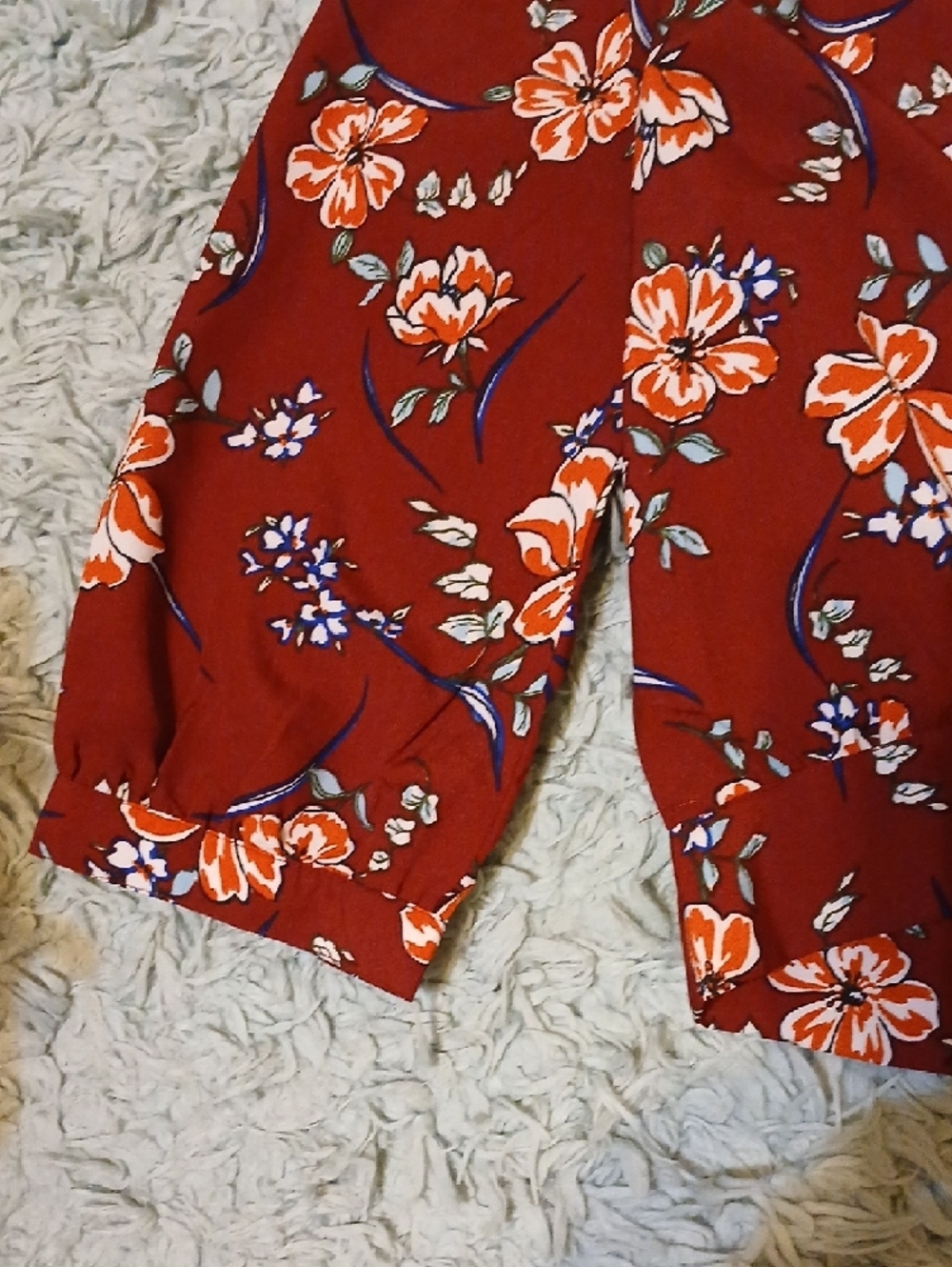 Japna Rust Red Floral Wrap Tie Blouse - Picture 3 of 6